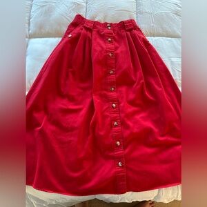 Vintage Cabin Creek Red Cotton Button Up Skirt